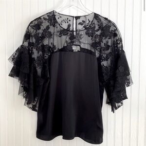 Sachin + Babi Silk Satin Lace Blouse Black